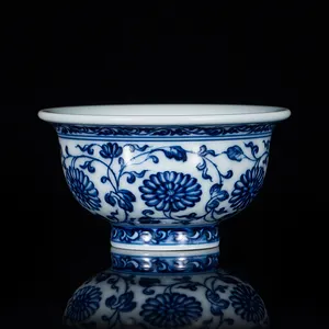 Tazza da tè in porcellana blu e bianca in porcellana all'ingrosso in stile cinese dipinta a mano tazza da tè in ceramica
