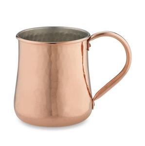 Tall Pure <b>Copper</b> <b>Mug</b> with Gold Tone Handle and Textured Surface Ideal for Serving Cold Beverages - Product Image 6