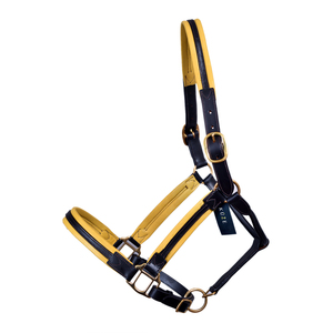 Harnais de cheval en cuir indien de qualité supérieure, rembourrage jaune doux, nezier rembourré, couronne réglable, quincaillerie en laiton, personnalisable, confortable - Product Image 1
