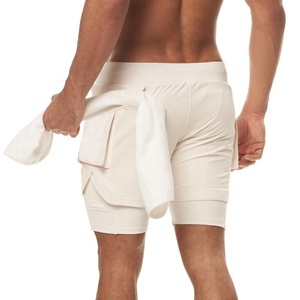 Pantalones de fitness de estambre transpirables de secado rápido impermeables de calle alta para hombre, pantalones cortos de playa sólidos ecológicos - Product Image 4
