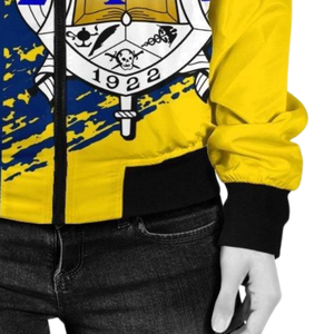 Sigma แจ็กเก็ตผู้หญิงแบบปักลายแกมม่า Rho sgrho ซาตินสีน้ำเงินทอง1922อักษรกรีก - Product Image 5