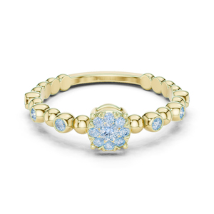 แหวนเพชรทรงกลมสีเหลืองทอง 14K สำหรับผู้หญิง |   ชุดออกงาน |   เพชรที่เพาะเลี้ยงใหม่ - Product Image 1
