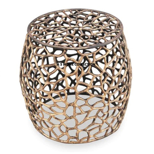 โต๊ะข้างเข้ามุมทำจากทองแดงดีไซน์ทรงโค้งทำจากโลหะอลูมิเนียมทำด้วยมือคุณภาพเยี่ยม - Product Image 1