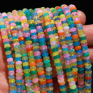 ลูกปัดโอปอลเอธิโอเปียเวโล ดิสโก้ ทรงกลมเรียบ ขนาด 4-6 มม. หลายสี โอปอลธรรมชาติขัดเงา อะเมทริน พร้อมเพอริดอททรงสามเหลี่ยม - Product Image 3