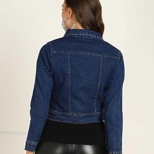 Ladies Casual Long Sleeve Short Style Vestes en jean pour femmes Couleur solide Slim Fit Casual Jeans Vestes pour femmes Outwears - Product Image 2