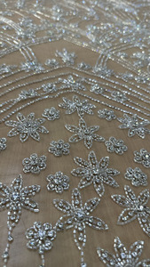 Trắng pha lê đính cườm sequin nhà sản xuất của đính cườm ren thêu lưới vải nặng đính cườm vải ren cô dâu cho váy cưới - Product Image 2