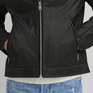 Blouson aviateur en cuir noir de haute qualité pour homme, nouvelle édition, en cuir de vache, fermeture éclair, respirant, logo frontal, hiver - Product Image 5