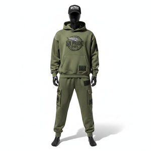 Ropa Deportiva Personalizada, Felpa Técnica, Unisex, Estilo Hip Hop, Pantalones Deportivos con Capucha, Invierno, Algodón, Casual, Transpirable, Parches de PVC - Product Image 1