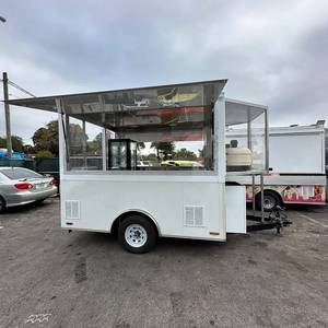 Remorque de camion-restaurant mobile en acier inoxydable blanc avec auvent et fenêtre de service vitrée pour la vente de snacks - Product Image 1