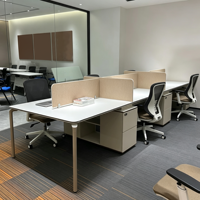 Furnitur Workstation Kantor Modern untuk 6 Orang, Meja Workstation Modular dengan Partisi Layar dan Kabinet Penyimpanan