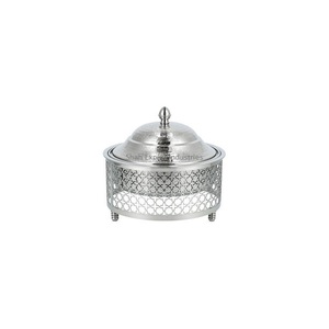 Hammered Lid Metal Arabic Hotpot With Silver Finishing Round Food Serving <b>Pot</b> Wedding Dinnerware Hotpot for Sale - Product Image 1