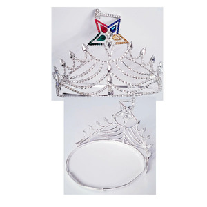 Corona Ajustable de Acero Inoxidable con Pedrería Dorada de 5 Estrellas de la O.E.S., Ajustable, Modelo OES 2026 - Product Image 4