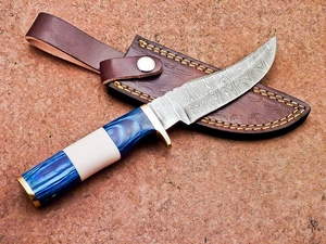 Commandes en gros personnalisées Service OEM/ODM Couteau Bowie de chasse professionnel Acier Damas Drop Point Bois Camel Os Vente en gros - Product Image 5