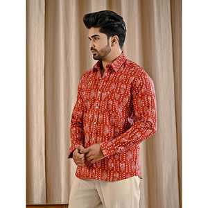 Chemise décontractée pour homme, coupe ajustée, rouge, en coton imprimé, style décontracté chic, tissu popeline 100%, respirant, tailles du XL au 6XL - Product Image 4