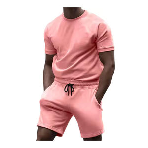 Tenues hommes décontracté pull rabattu contraste couleur personnalisée à manches courtes contraste couleur Shorts ensemble athlétique hommes Shorts ensemble - Product Image 1