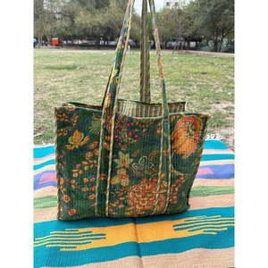 Boho Chic Reversible Quilted Velvet Cotton Women's Tote <b>Bag</b> <b>Large</b> Eco-Friendly Sustainable Grocery Shopping Ochre <b>Beach</b> <b>Bag</b> - Product Image 2