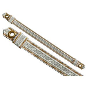 Cordón de Macramé Trenzado Dorado con Rayas Plateadas, Cordón Recubierto para Uniformes Ceremoniales - Product Image 1