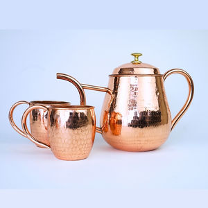 Authentic Copper <b>Teapot</b> Cup <b>Set</b> Portable Eco-Friendly Daily Use for Home Cafe Office Restaurant Tea Lovers - Product Image 2