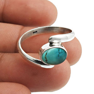 Gran oferta, anillo de forma ovalada de piedras preciosas de turquesa Natural de Plata de Ley 925 para mujer, joyería hecha a mano para compromiso de aniversario - Product Image 1