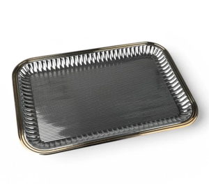 Nueva bandeja de servicio de acero inoxidable de alta calidad, vajilla de forma cuadrada hecha a mano, bandejas de servicio de acero inoxidable al por mayor de lujo - Product Image 1