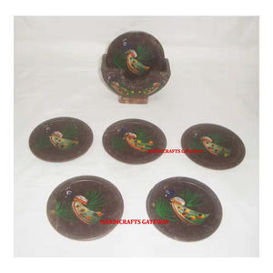Juego de posavasos de té de forma redonda de esteatita Natural hecha a mano de mejor diseñador indio para decoración del hogar y propósito de regalos corporativos - Product Image 1