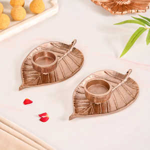 Porte-bougie en forme de feuille plaqué or pour la décoration de la maison, de mariage ou de Noël, pour l'affichage de bougies et l'installation en intérieur - Product Image 2