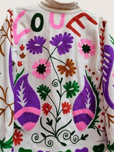 Manteau en coton brodé floral bohème avec manches chauve-souris, col rond, grande taille, vêtements décontractés pour femmes, vêtements de printemps - Product Image 5