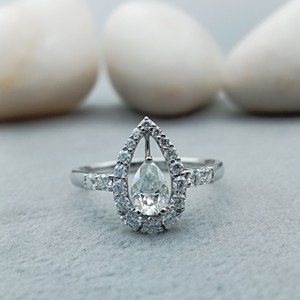 Women's Custom 1ct Pear Cut Solitaire Engagement Wedding Party Ring Classic 14k/18k Gold for Certified Lab Grown Diamond VVS - Product Image 1