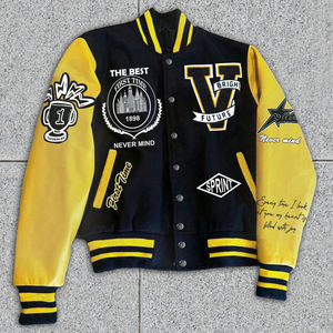 Factory Customised Men's Autumn Hip Hop Quilted Jacket 100% Polyester Turtleneck Collar Printed Single <b>Button</b> Closure - Product Image 1