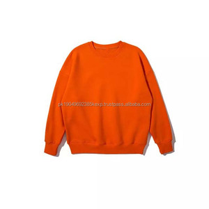 OEM logotipo personalizado básico liso cuello redondo hombres en blanco de gran tamaño pesado algodón polar bordado impresión naranja sudadera para hombres - Product Image 1