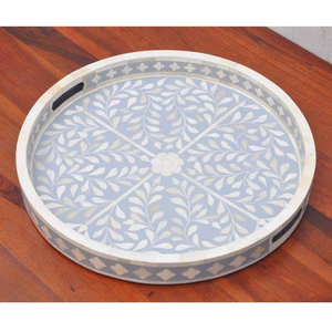 Bandeja de Madera Ecológica de Tamaño Personalizado con Incrustaciones de Nácar, Plato Decorativo con Incrustaciones de Hueso para Servir Alimentos en el Hogar - Product Image 4