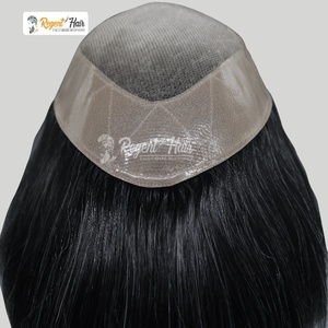 Tupé de hombre REGENT Mono con cabello humano, trama atada a mano, estilo recto ondulado Natural, stock para venta al por mayor - Product Image 1