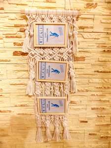 Boho Handmade Cotton Macrame Wall Hanging Farmhouse Decor Photo <b>Frame</b> <b>Tapestry</b> Display - Product Image 6