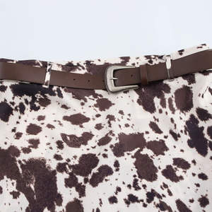Jupe en cuir de vachette à taille élastique, mode de rue, à vendre, votre propre design, jupe en cuir de vachette personnalisée pour femmes - Product Image 1