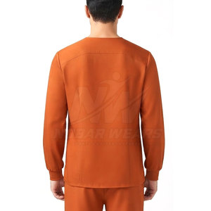 เสื้อสครับแขนยาวคุณภาพสูงสำหรับผู้ชาย ชุดยูนิฟอร์มทางการแพทย์ คอวี ชุดทำงาน ผ้าเนื้อยืดใส่สบาย เหมาะสำหรับงานด้านการแพทย์และดูแลสุขภาพ - Product Image 5