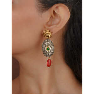 Pendientes de Moda Estilo Tribal Verde EK-SFEAR418 - Product Image 2