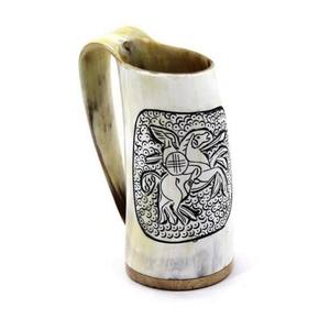Jarra Vikinga Personalizada para Beber, Jarra de Cuerno de Vaca para Cerveza con Logotipo Personalizado, Natural - Product Image 3