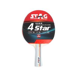 Raquette de tennis de table professionnelle Stag Iconic 4 étoiles, bois, caoutchouc, picots longs, fibre de carbone, raquette de tennis de table professionnelle - Product Image 1