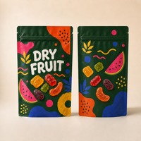 Op maat bedrukte, gerecyclede, herbruikbare stand-up pouch voor groene matte gedroogde fruitgummies, voedselverpakking