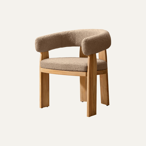 Silla de Comedor Moderna de Madera de Teca Sólida con Cojín de Tela Tapizado para Comedor, Restaurante y Muebles de Hotel - Product Image 1