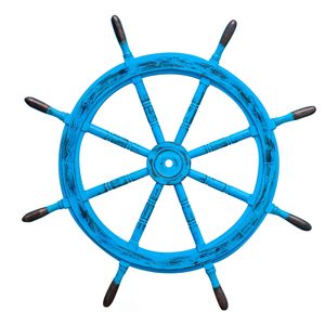 Roue de bateau en bois nautique marine de ferme moderne magnifiquement conçue couleur naturelle légère pour accrocher personnalisable - Product Image 5