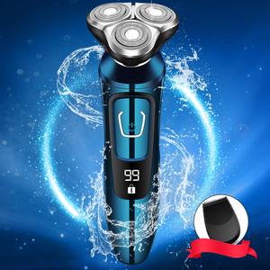 Afeitadora Eléctrica Recargable por USB para Hombre, Uso en Seco/Húmedo, Impermeable IPX7, Triple Cuchilla, Pantalla LED, Recortadora, Repuesto para Afeitadora en Seco/Húmedo - Product Image 1