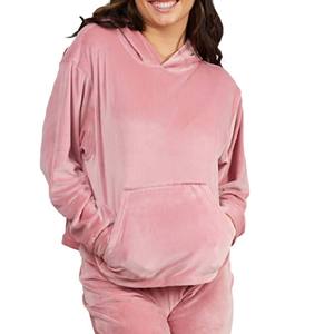 Nouveauté, sweat à capuche en velours pour femme, utilisation en extérieur en hiver, matière douce et durable, anti-rides, respirant, logo frontal, prix avantageux - Product Image 1