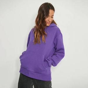 Sudaderas con capucha básicas de algodón 100% de gran tamaño para mujer, ropa de calle suave y cómoda, Jersey informal con hombros caídos, logotipo personalizado OEM al por mayor - Product Image 1