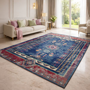 Alfombra Oriental Turca Roma Multicolor de Bambú, Alfombra Vintage con Diseño Floral, Alfombra Persa para Sala de Estar, Lavable, Sin Estampado - Product Image 3