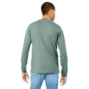 "เสื้อยืดแขนยาว Dusty Blue Heather CVC: พรีเมี่ยมผสมผ้าฝ้ายหวีแอร์ลูม 52% และโพลี 48%, 4.2 ออนซ์, เหมาะสําหรับทุกคน" - Product Image 3
