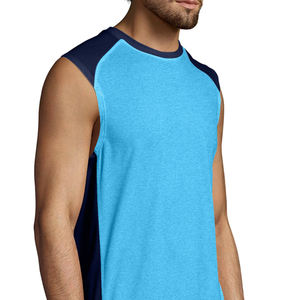 Camiseta atlética con logotipo personalizado para hombre, camiseta de gimnasio de algodón 100%, camiseta de entrenamiento personalizada, camiseta sin mangas para entrenamiento - Product Image 5