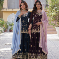 Boutique indienne Designer Party Wear Kurti Plazoo Dupatta Set Party Wear Dernière collection exclusive de vêtements ethniques