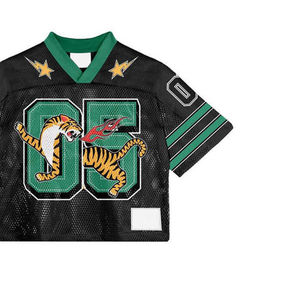 Camiseta de fútbol de malla recortada de gran tamaño a la moda de calidad superior al por mayor, camiseta de secado rápido con mangas cortas transpirable - Product Image 5