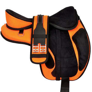 Sillín de caballo occidental de cuero de estilo inglés de calidad superior con juego de tachuelas hecho en Pakistán - Product Image 3